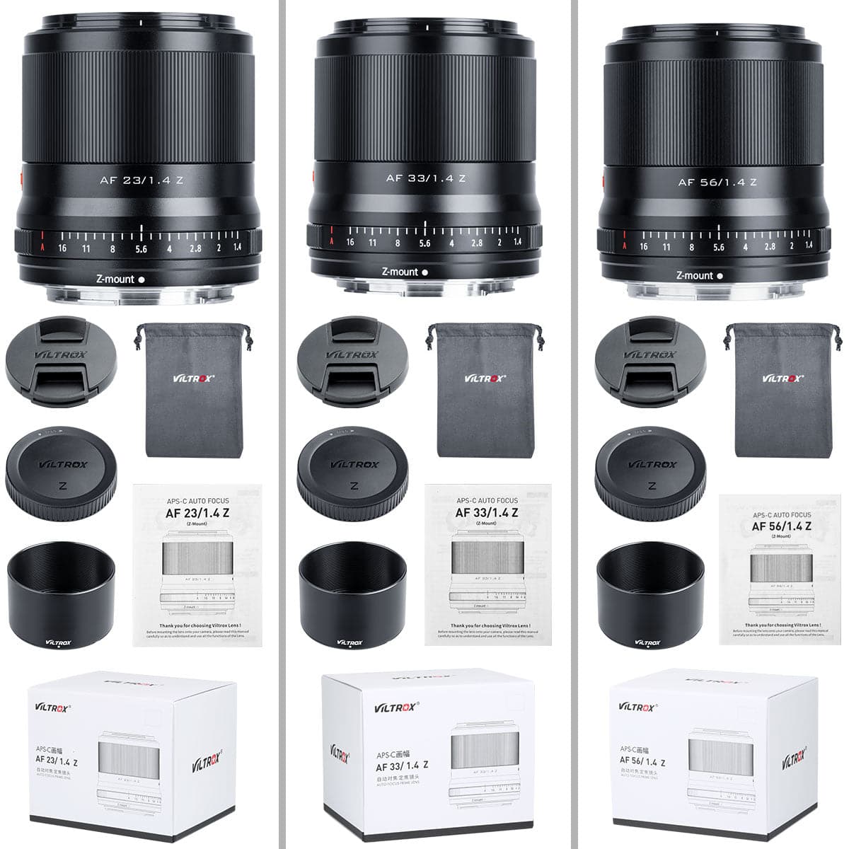 Viltrox Mirrorless Z-mount  23mm/33mm/56mm F1.4 Auto Focus APS-C Prime Lens  for the Nikon Zfc Model