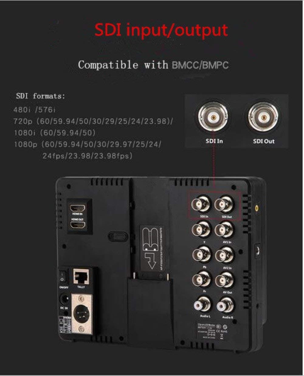 VILTROX DC-70EX 7" 4K HD 1024x600 HDMI/SDI/AV Input Output Camera Video LCD Monitor