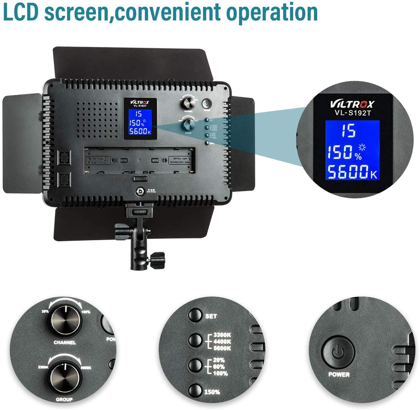 VILTROX VL-S192T Video LED Light 45W 3300K-5600K CRI 95+ (2-pack)