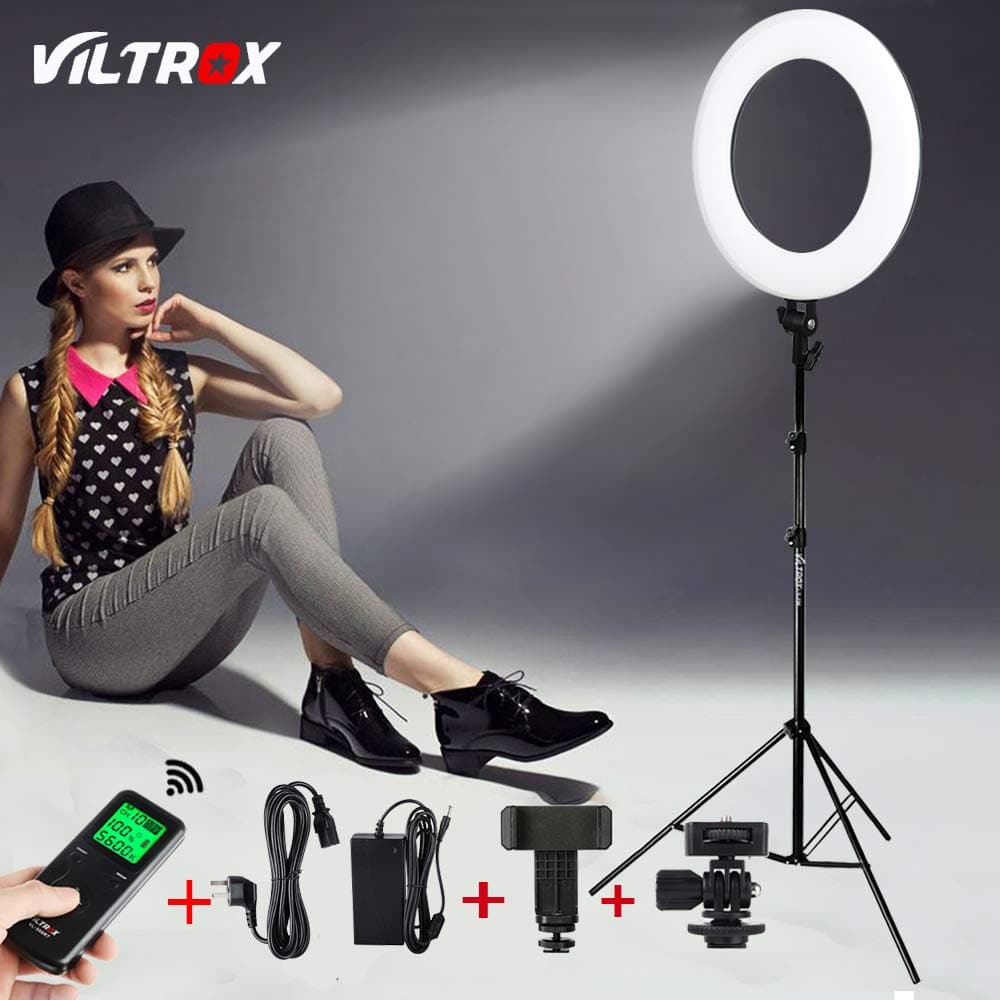 VILTROX Ring Light with Stand,18" LED Dimmable Fluorescent Ring Light, 45W Circle Light VL-600T